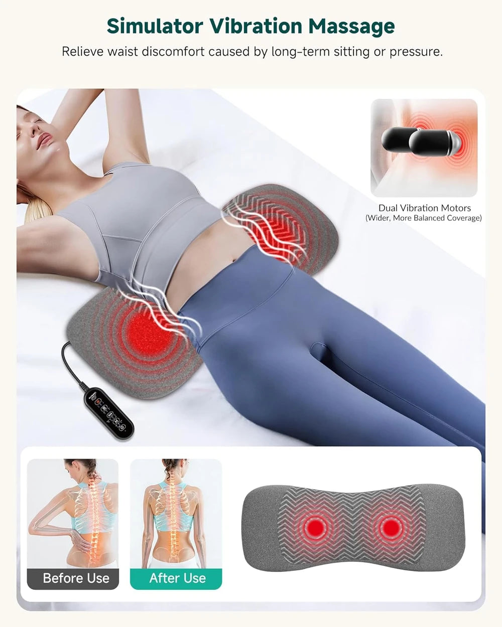 LumboFlex Cordless Lumbar Support Massage Pillow