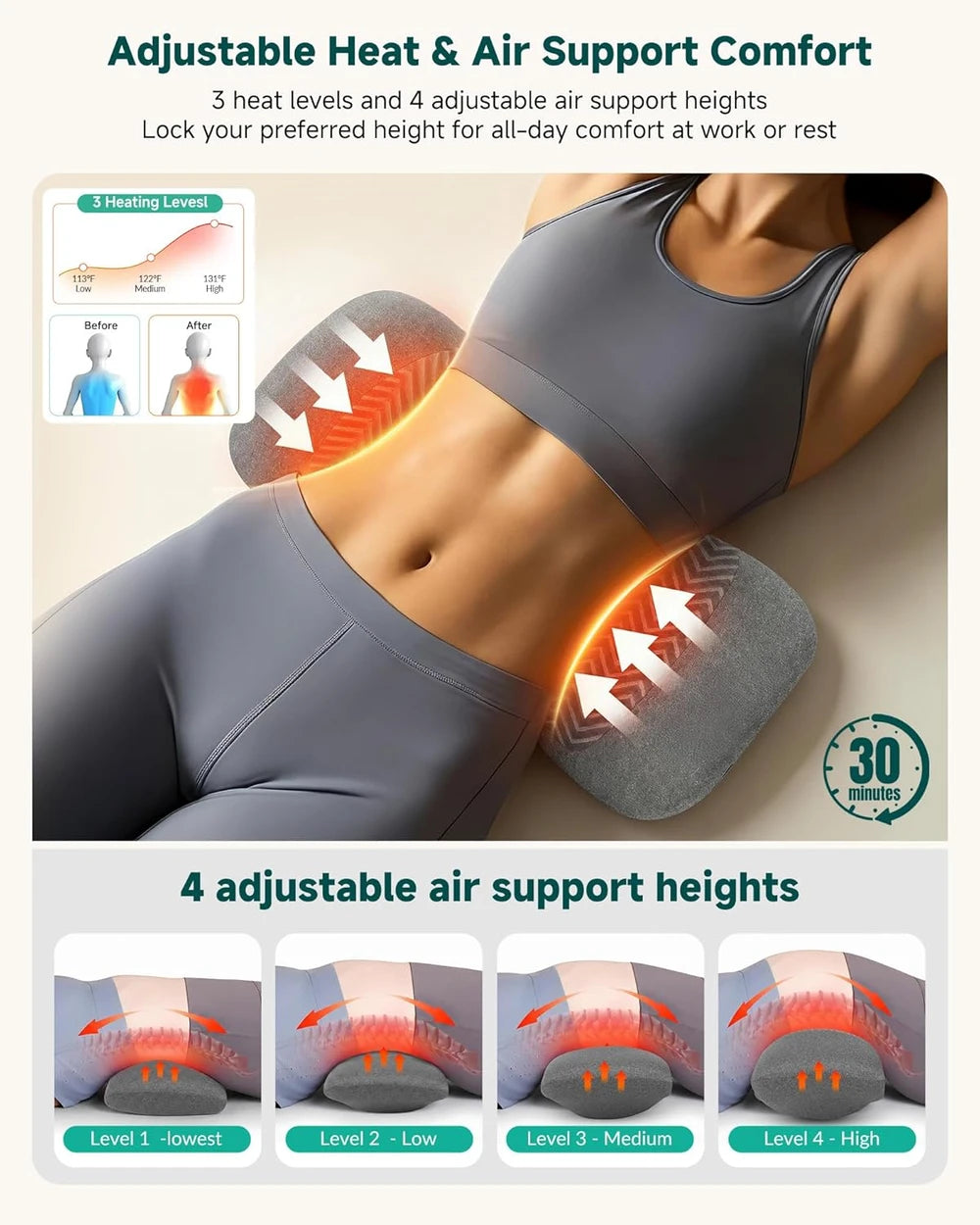 LumboFlex Cordless Lumbar Support Massage Pillow