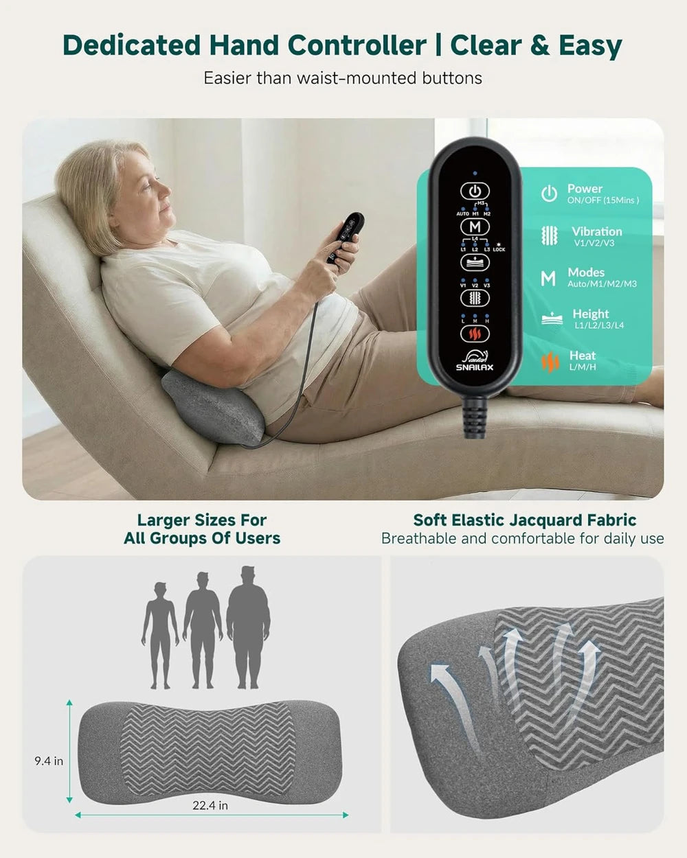 LumboFlex Cordless Lumbar Support Massage Pillow